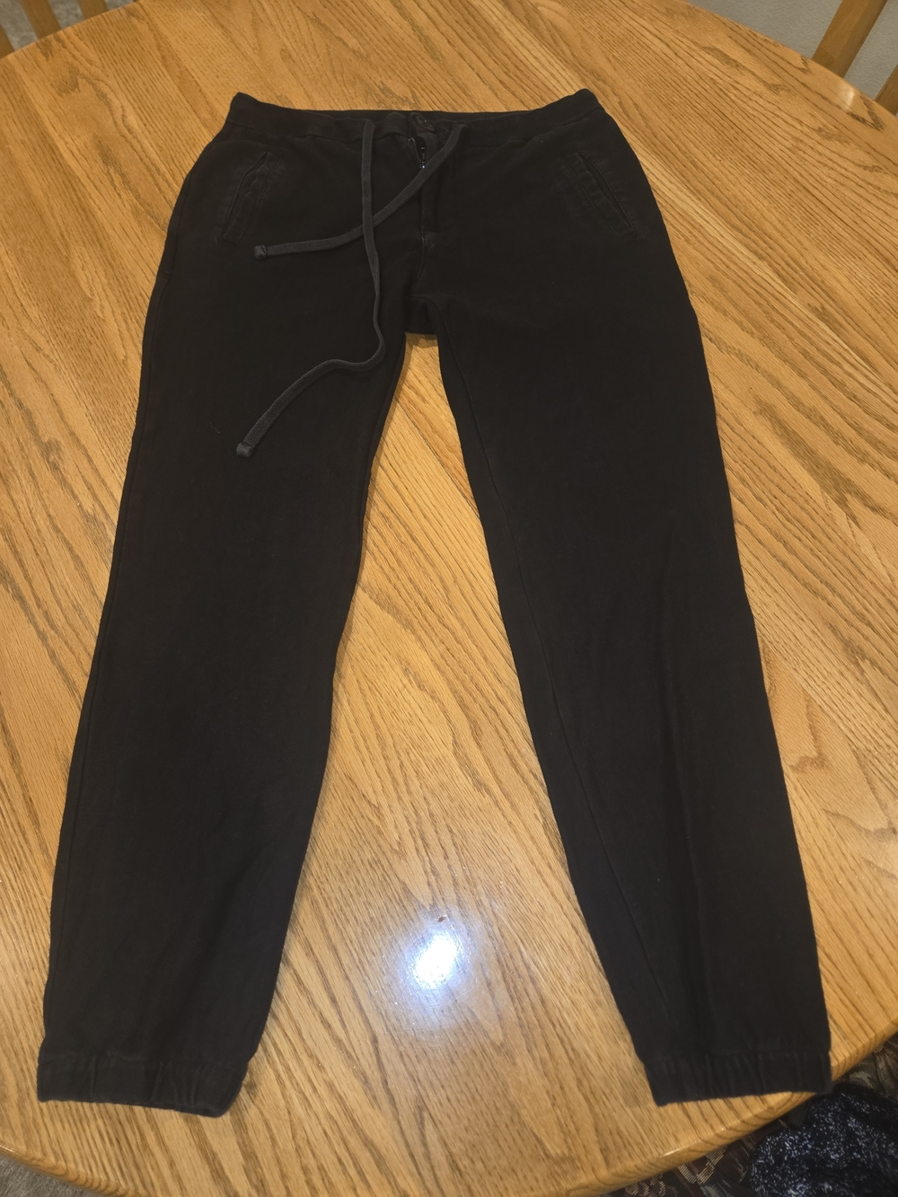 James Perse Black Knit Jogger Pants Drawstring Elastic Waist Pockets Womens 1